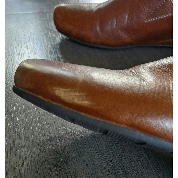 Taos Scheme Brown Leather Flats Loafers Size 8 Lagenlook Minimalistic Distressed - Picture 5 of 11